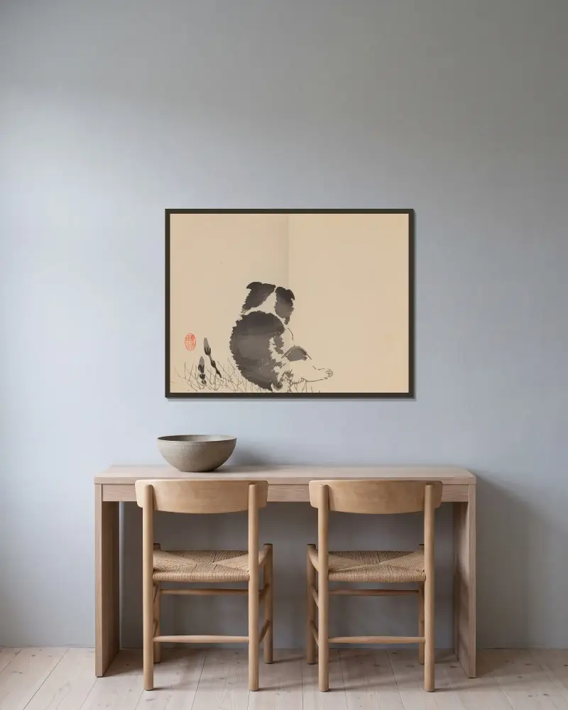 Keinen shūgajō Pl.61 av Imao Keinen inramad på en vägg