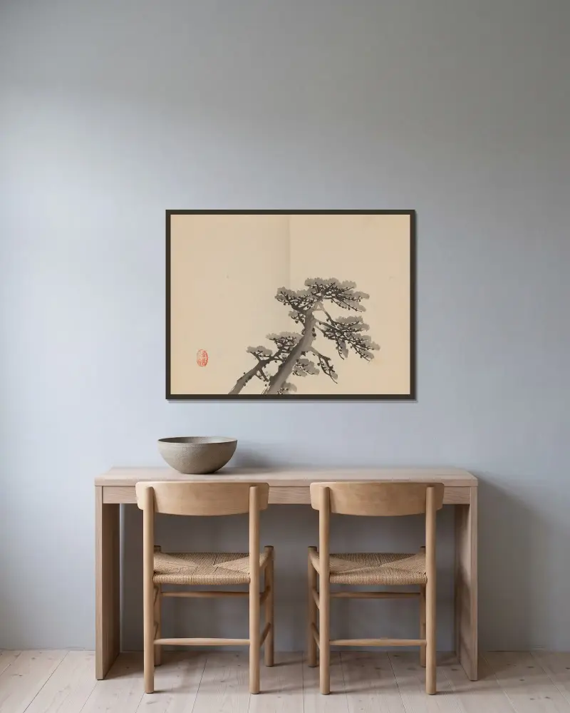 Keinen shūgajō Pl.68 av Imao Keinen inramad på en vägg