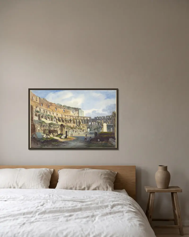 Wnętrze Koloseum, Ippolito Caffi w ramie na ścianie