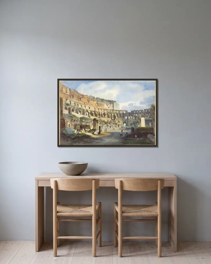 Wnętrze Koloseum, Ippolito Caffi w ramie na ścianie