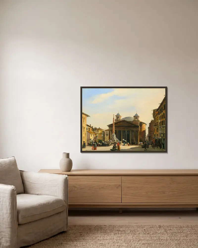 Das Pantheon in Rom von Ippolito Caffi gerahmt an einer Wand