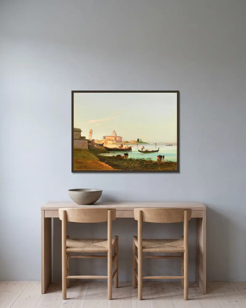 Venice, a View of San Pietro di Castello av Ippolito Caffi inramad på en vägg