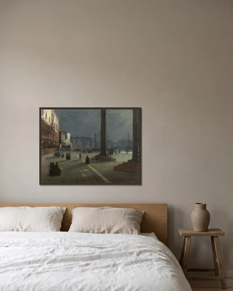 Venice, a View of the Molo di San Marco with the Riva degli Schiavoni in the Moonlight av Ippolito Caffi inramad på en vägg