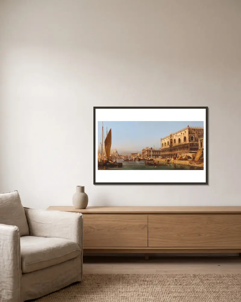 Venice, The Doge’s Palace And The Molo av Ippolito Caffi inramad på en vägg