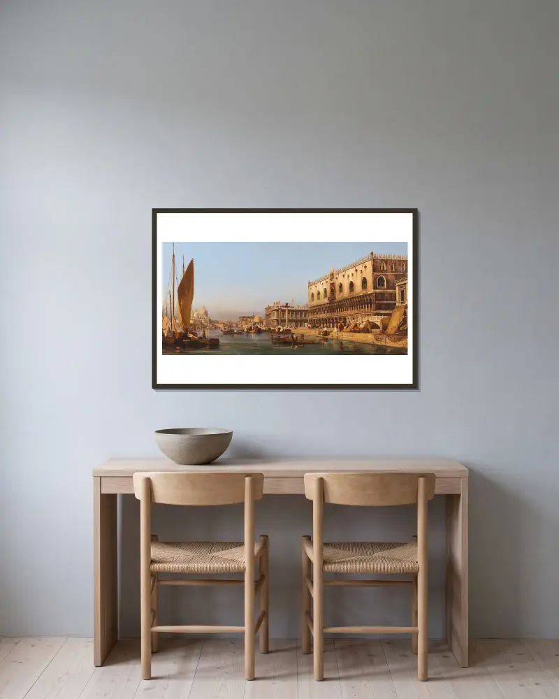 Venice, The Doge’s Palace And The Molo av Ippolito Caffi inramad på en vägg