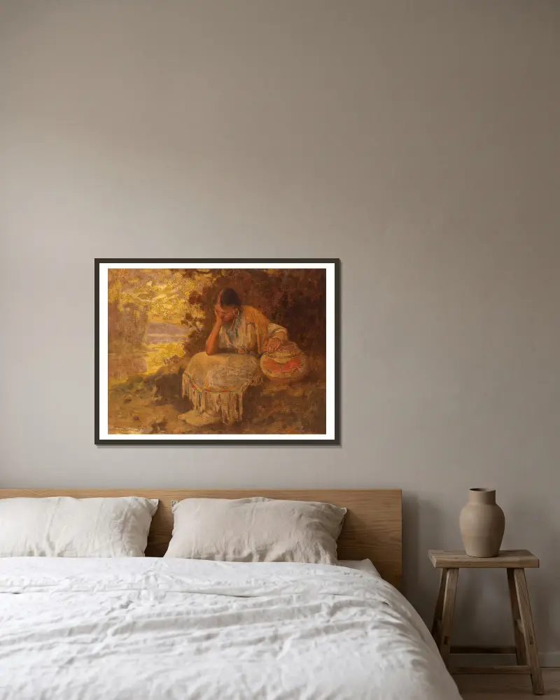 Indianisches Mädchen von Eanger Irving Couse gerahmt an einer Wand
