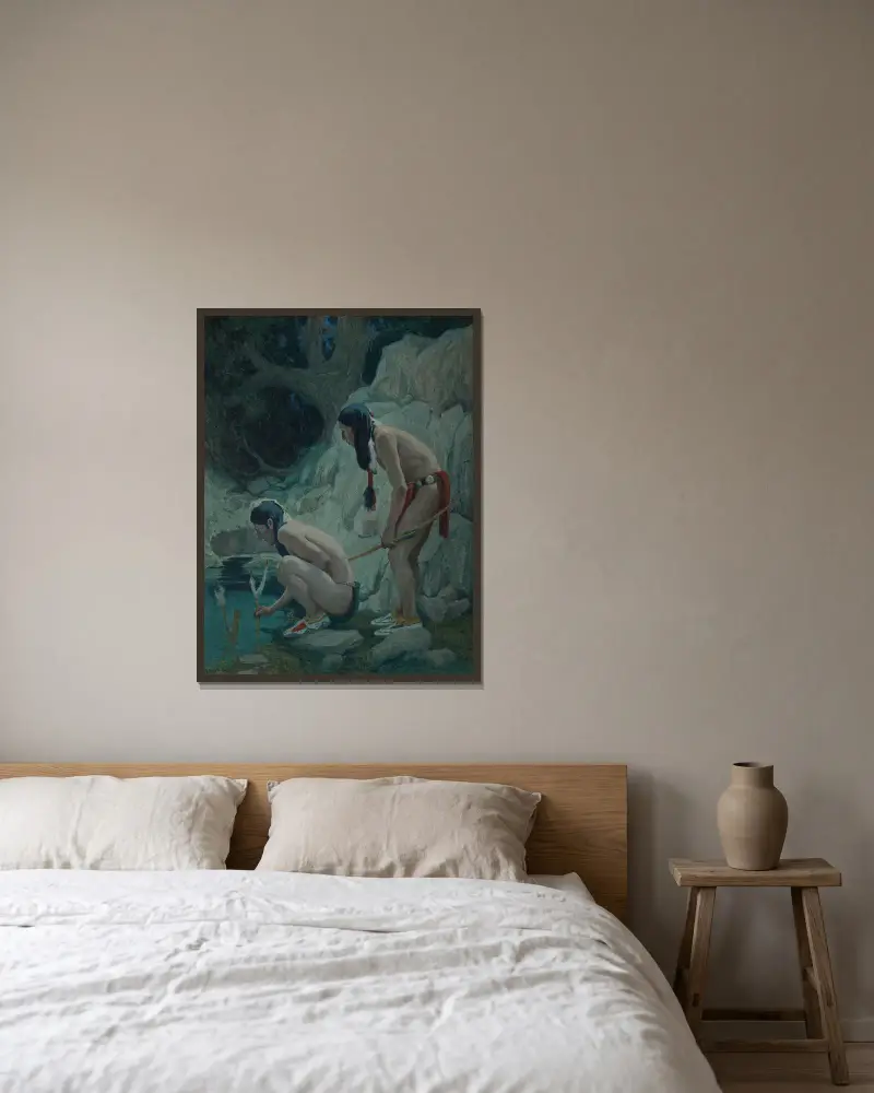 Heiliges Wasser von Eanger Irving Couse gerahmt an einer Wand