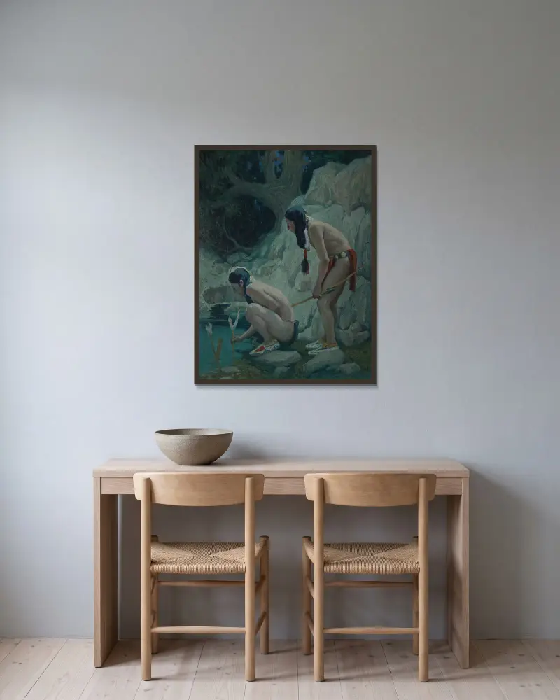 Heiliges Wasser von Eanger Irving Couse gerahmt an einer Wand