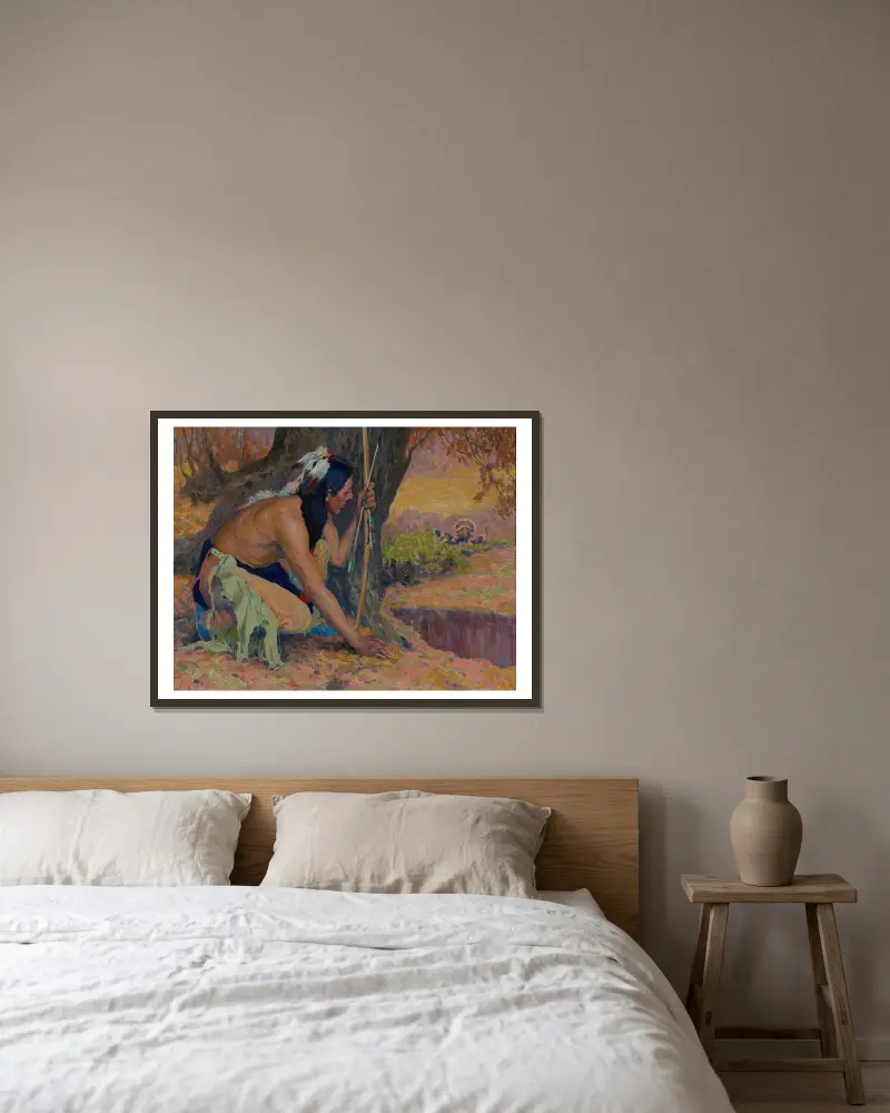 Lovec na krocany, Eanger Irving Couse v rámu na stěně