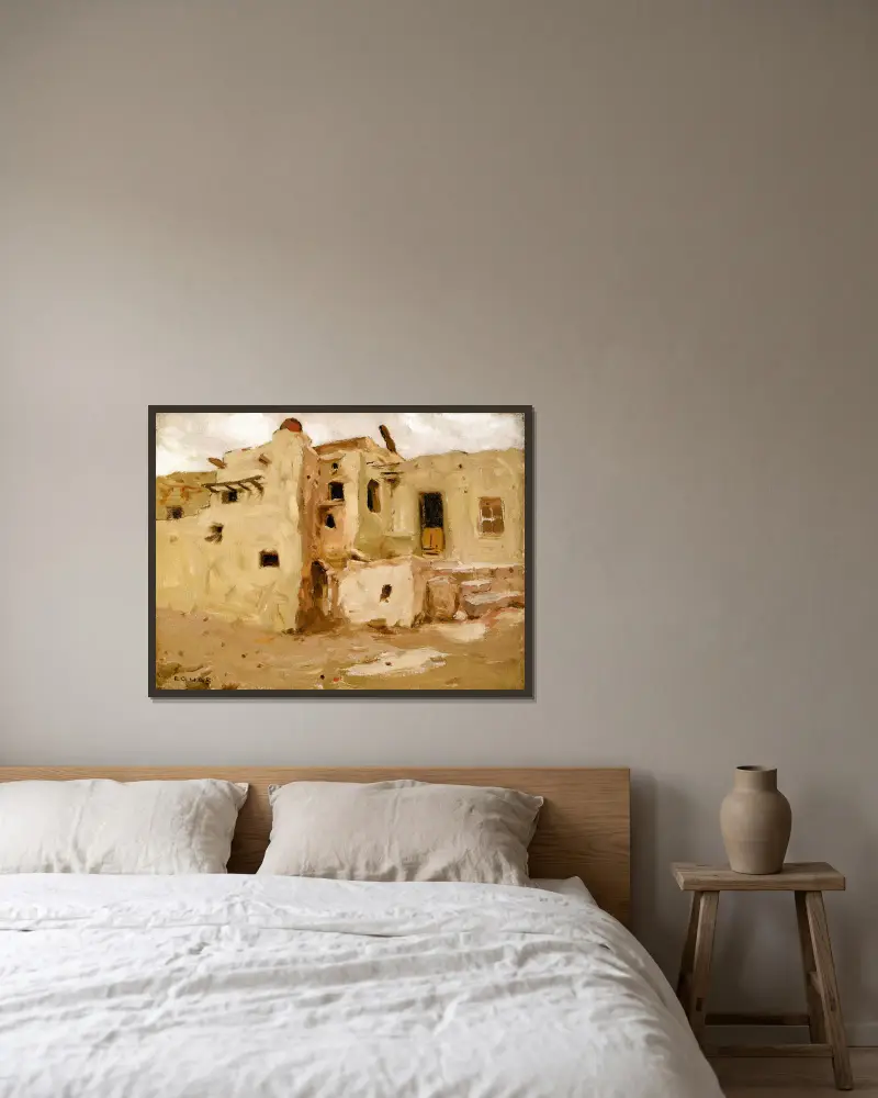 Walpi Pueblo, Eanger Irving Couse v rámu na stěně