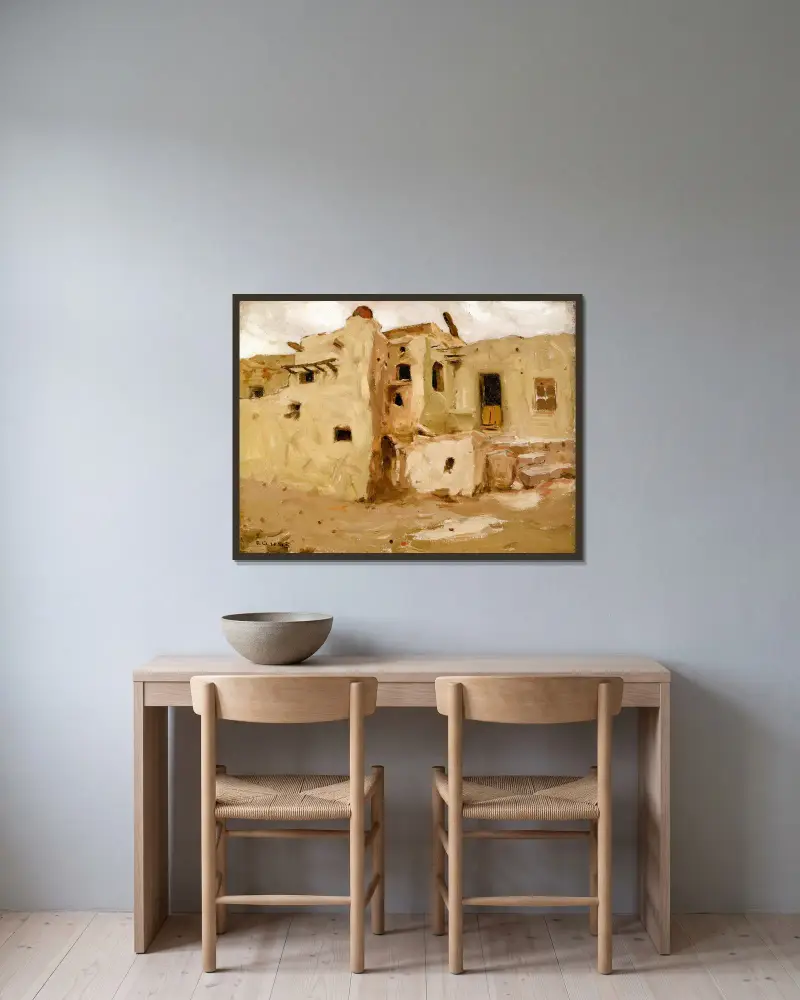 Walpi Pueblo, Eanger Irving Couse v rámu na stěně