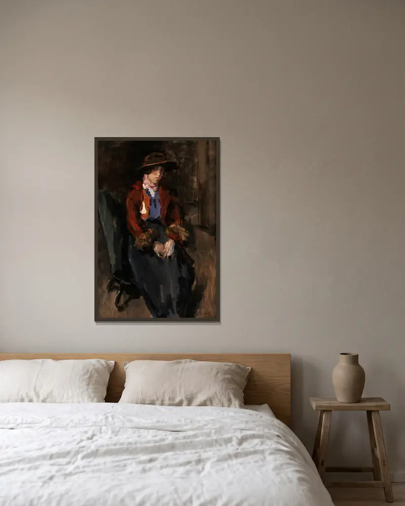 Greet Lobo-Braakensiek som Eliza Doolittle av Isaac Israëls inramad på en vägg