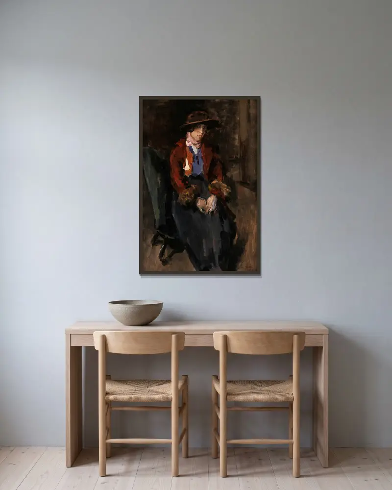 Greet Lobo-Braakensiek som Eliza Doolittle av Isaac Israëls inramad på en vägg