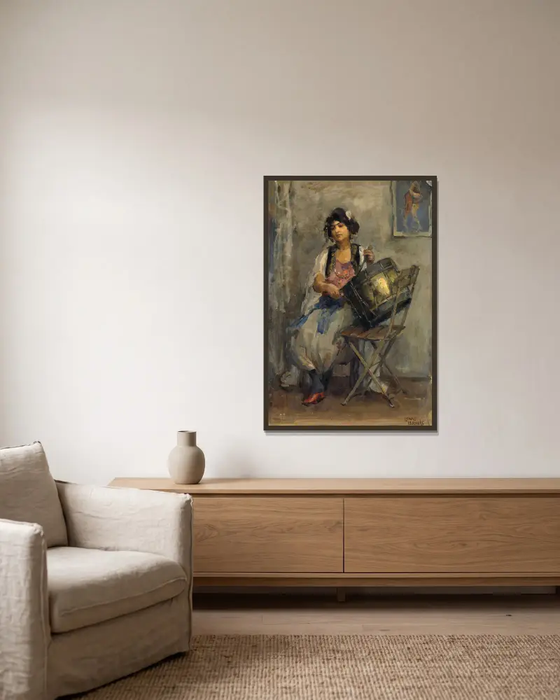 Die Trommlerin von Isaac Israëls gerahmt an einer Wand