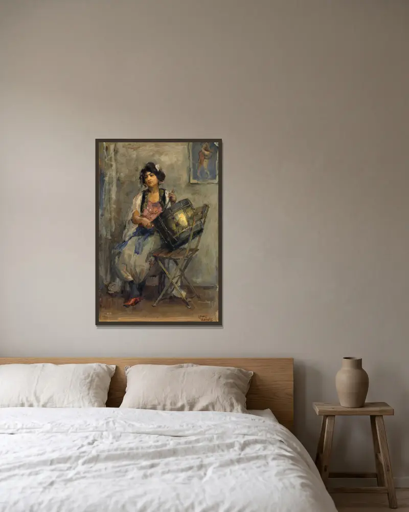 Die Trommlerin von Isaac Israëls gerahmt an einer Wand
