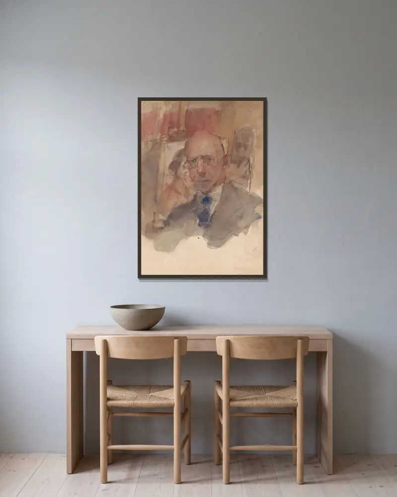 Zelfportret van Isaac Israels av Isaac Israëls inramad på en vägg
