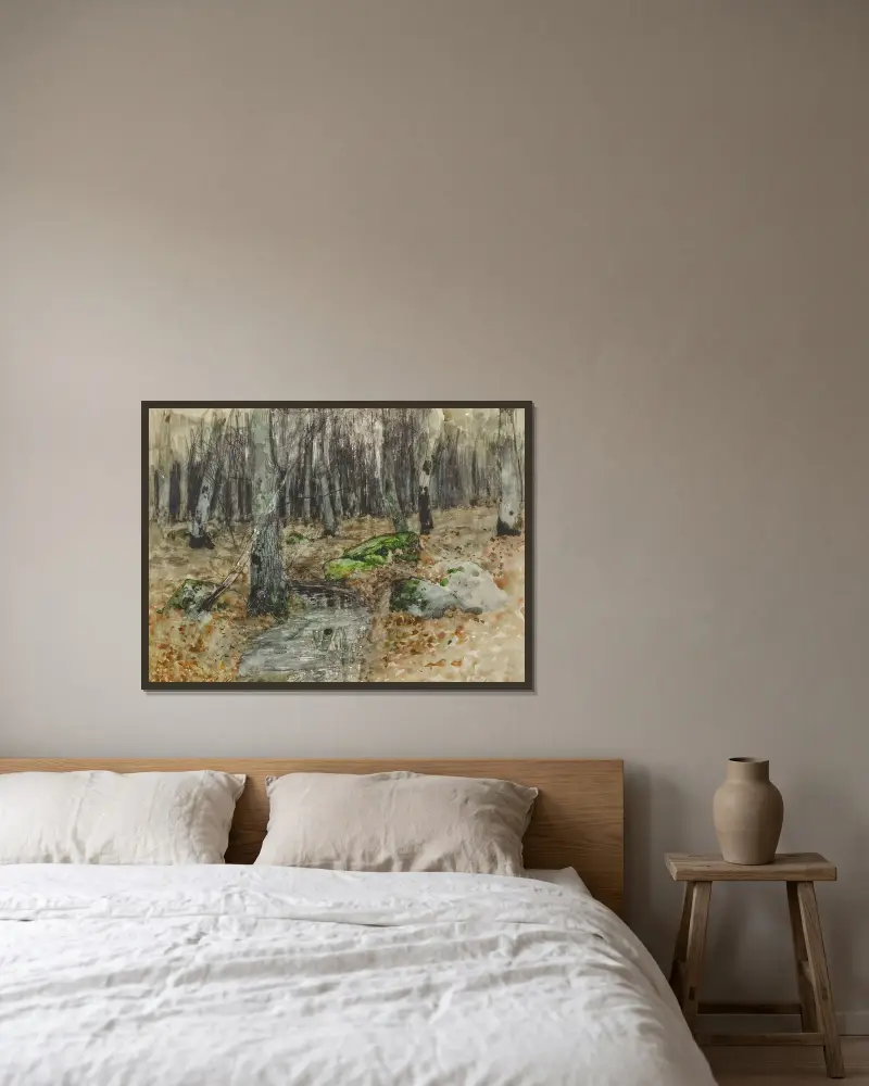 Waldlandschaft von Isaac Levitan gerahmt an einer Wand