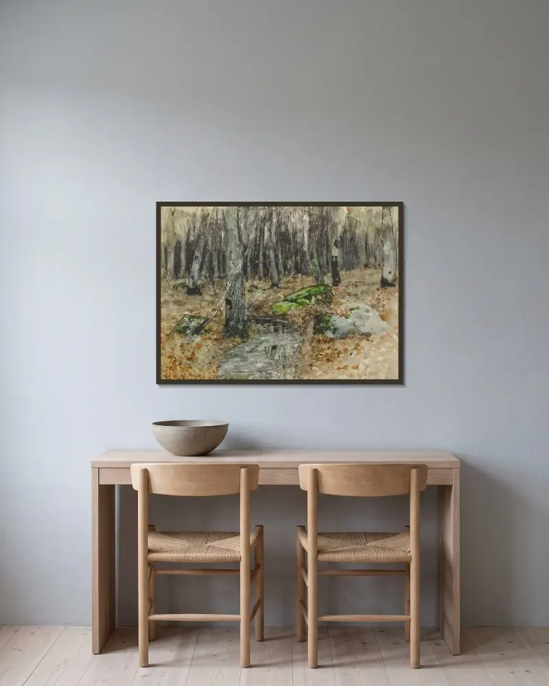 Waldlandschaft von Isaac Levitan gerahmt an einer Wand