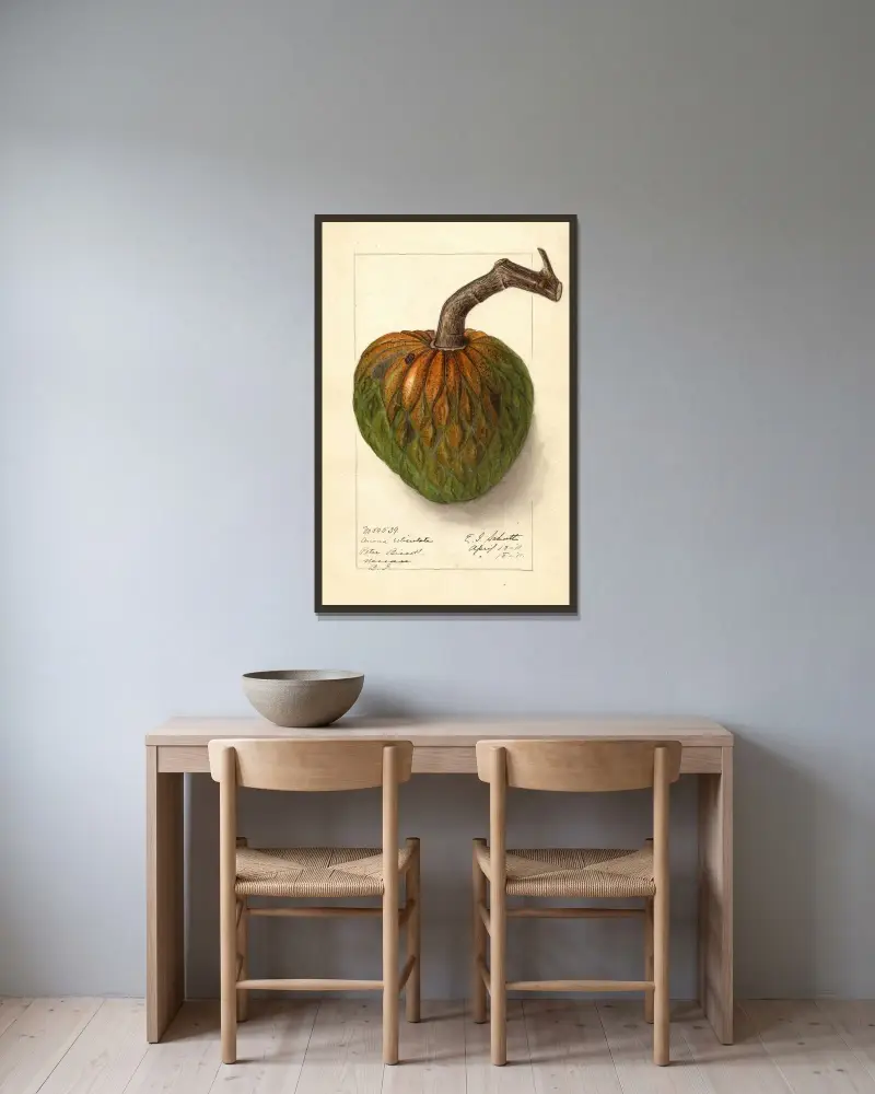 Annona reticulata av Ellen Isham Schutt inramad på en vägg
