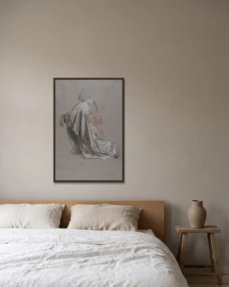 Gewandstudie für einen Bischof von Isidore Pils gerahmt an einer Wand