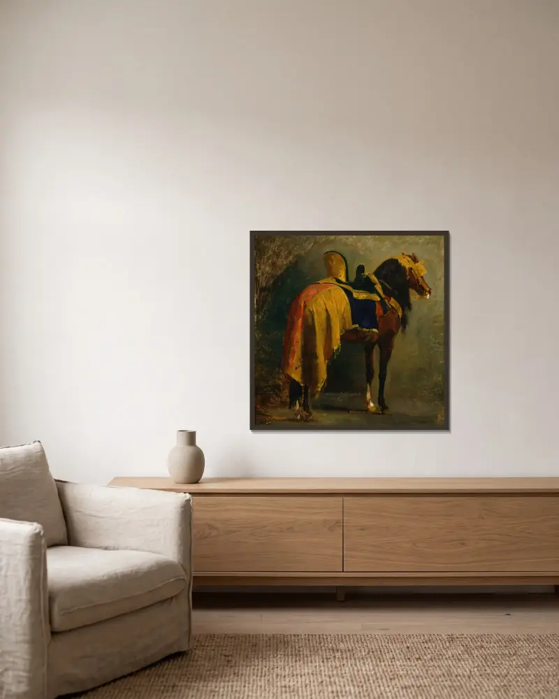 Behangenes Pferd von Isidore Pils gerahmt an einer Wand