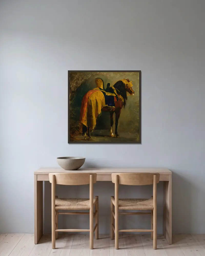 Behangenes Pferd von Isidore Pils gerahmt an einer Wand