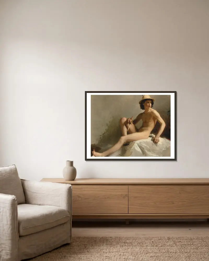 Studie für Merkur von Isidore Pils gerahmt an einer Wand