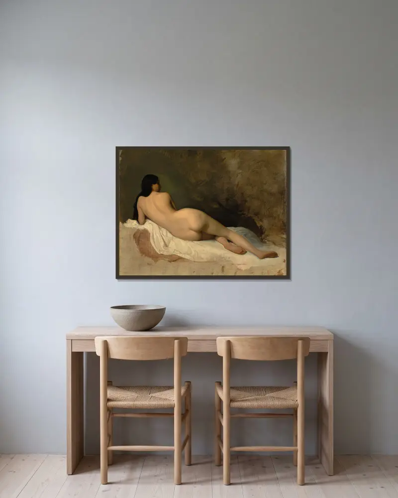 Study of a Reclining Nude av Isidore Pils inramad på en vägg