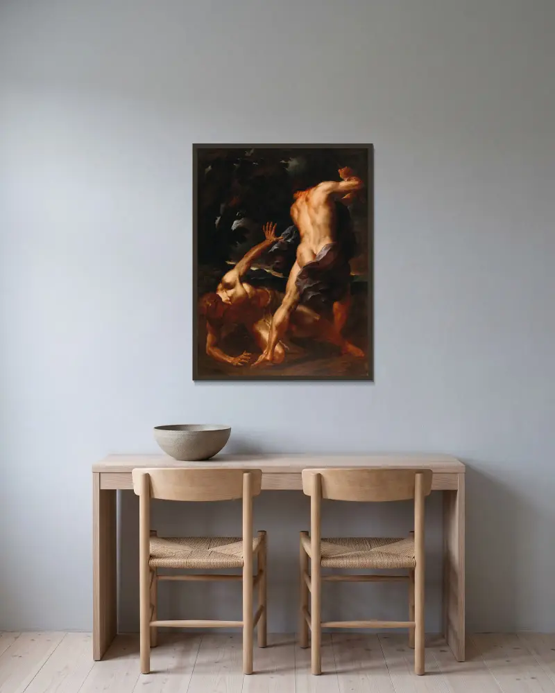 Kain und Abel von Italian School gerahmt an einer Wand