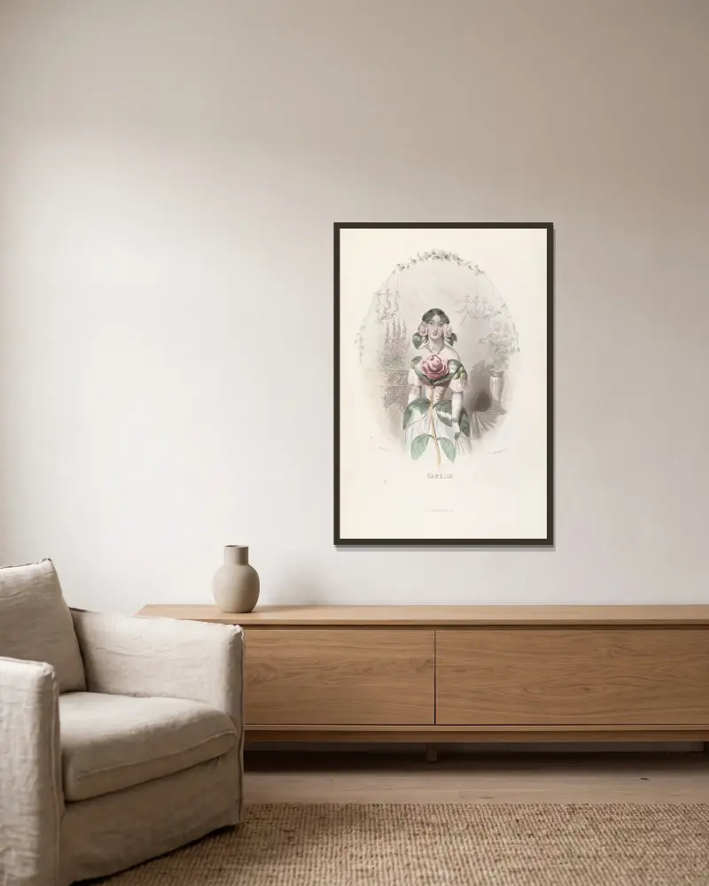 Kamelie von J. J. Grandville gerahmt an einer Wand