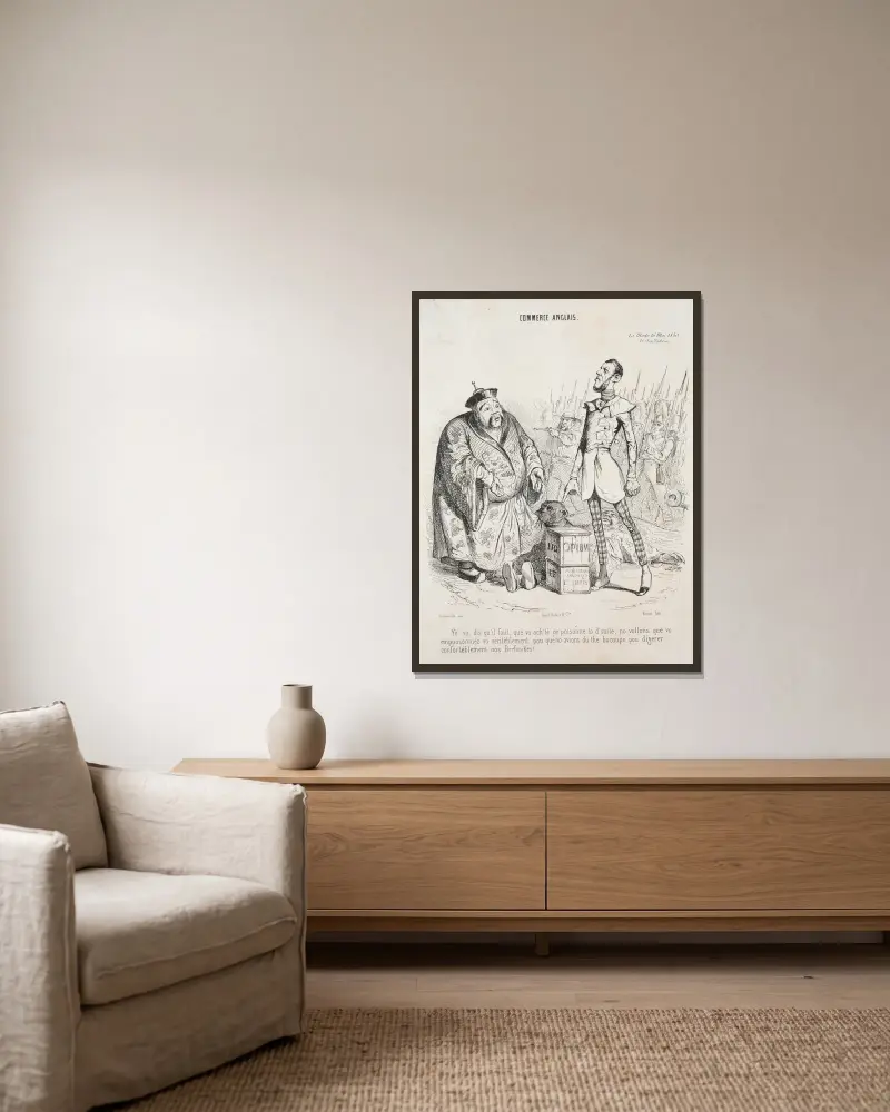 Englischer Handel von J. J. Grandville gerahmt an einer Wand