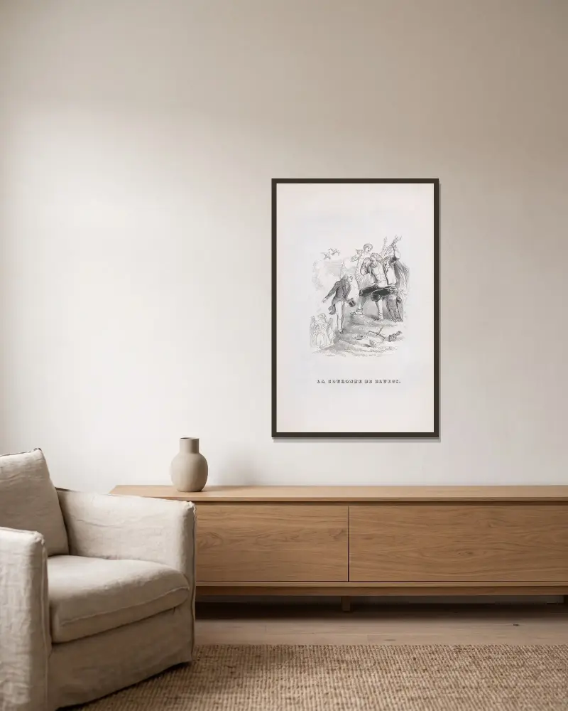 Kornblumenkranz von J. J. Grandville gerahmt an einer Wand