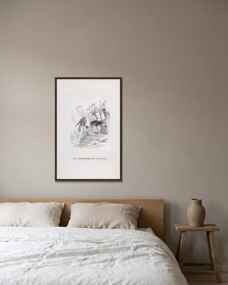 Kornblumenkranz von J. J. Grandville gerahmt an einer Wand