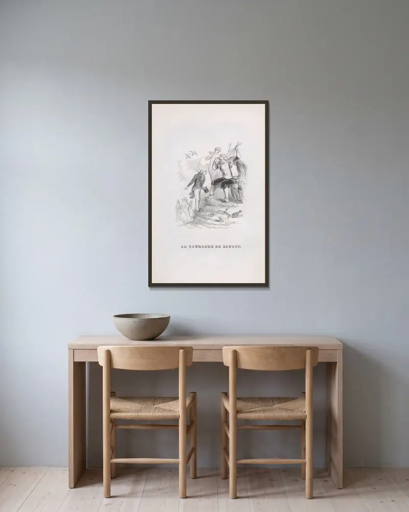 Kornblumenkranz von J. J. Grandville gerahmt an einer Wand