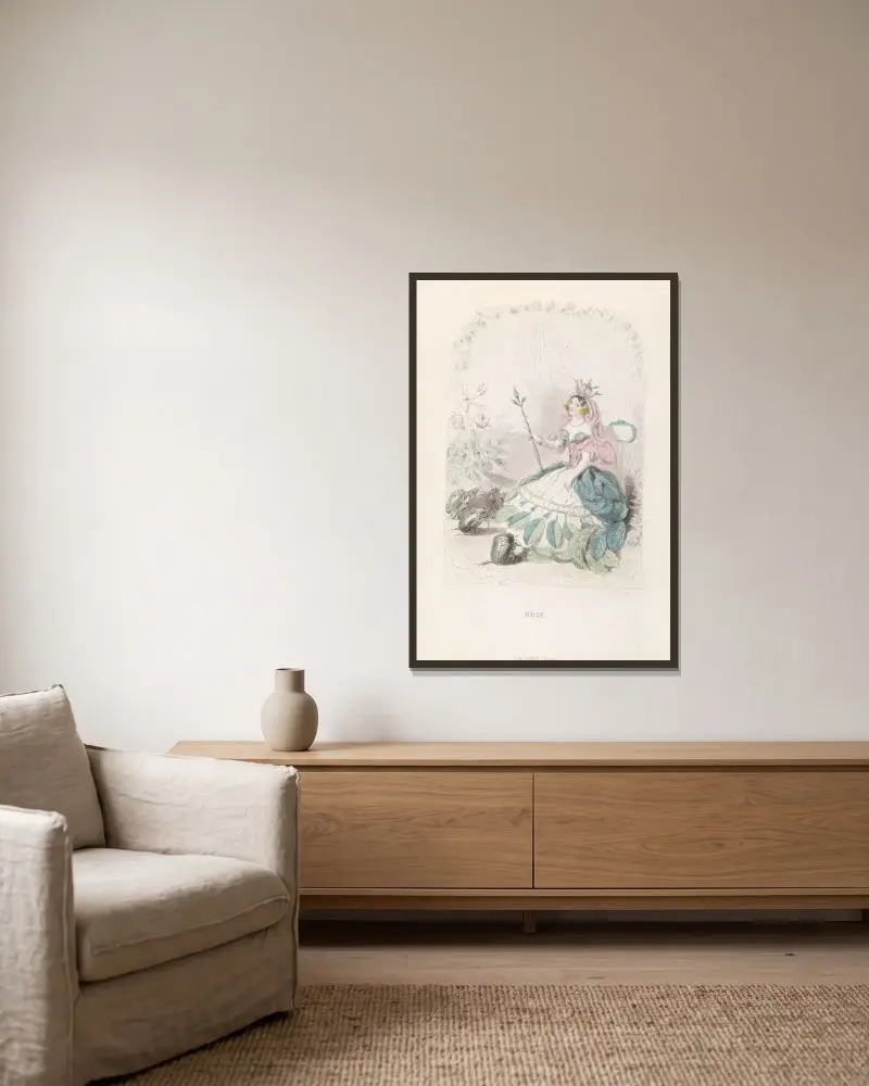 Rose von J. J. Grandville gerahmt an einer Wand