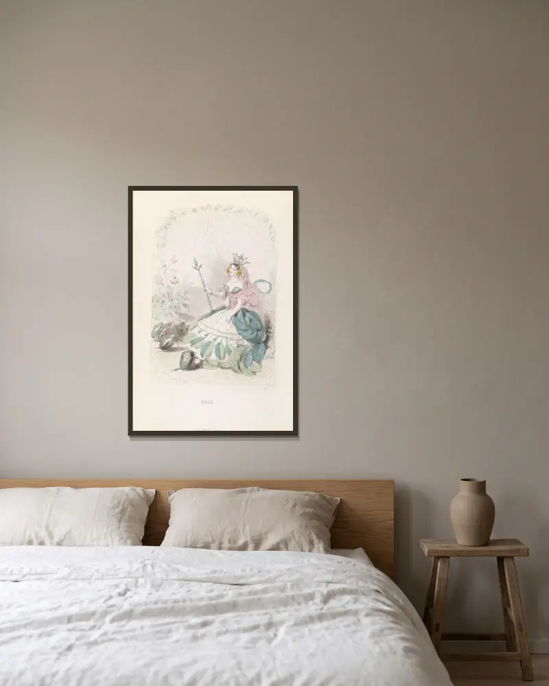 Rose von J. J. Grandville gerahmt an einer Wand