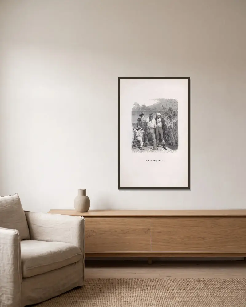 The Fifth of May av J. J. Grandville inramad på en vägg