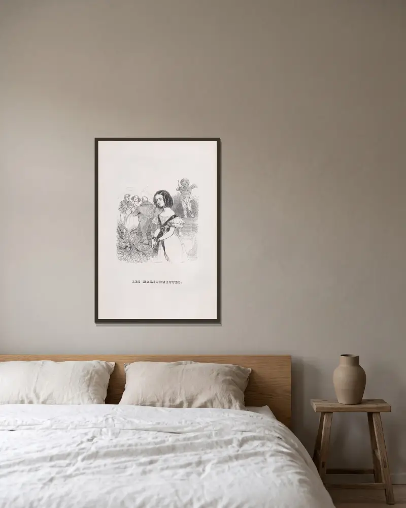 Die Marionetten von J. J. Grandville gerahmt an einer Wand