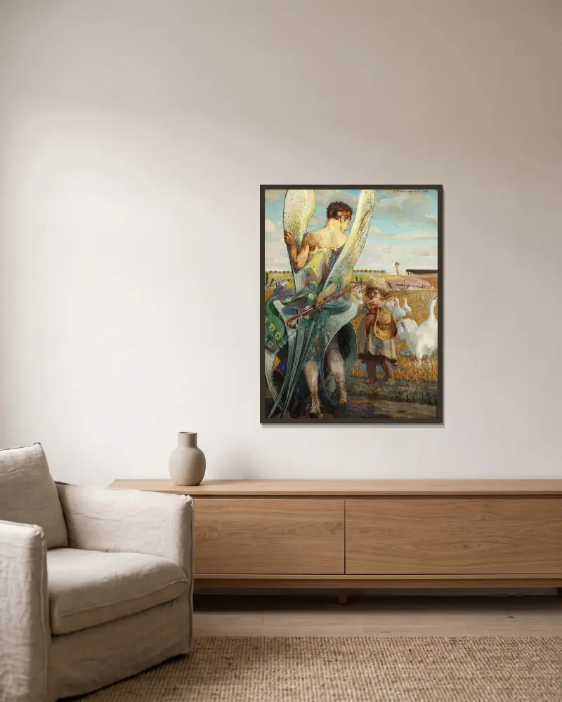 Angel, I shall follow thee av Jacek Malczewski inramad på en vägg