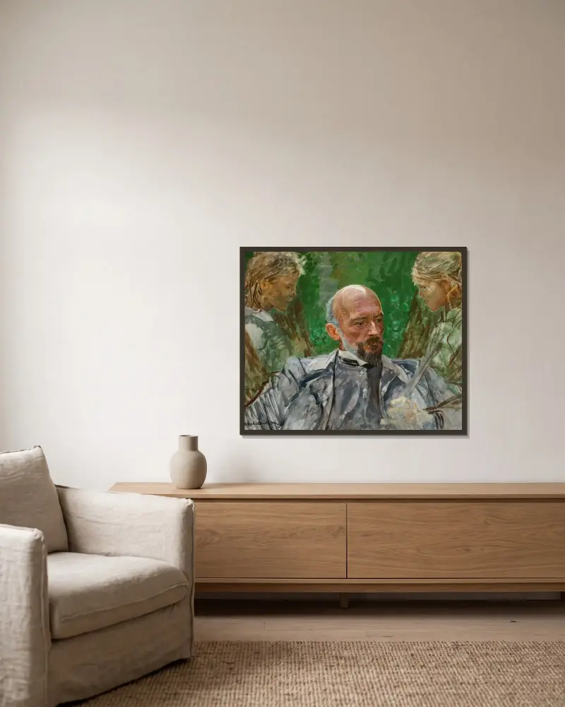 Künstler und Musen von Jacek Malczewski gerahmt an einer Wand