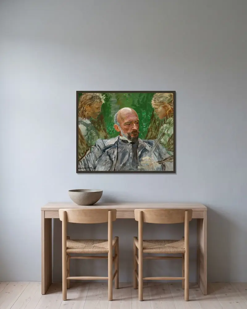 Künstler und Musen von Jacek Malczewski gerahmt an einer Wand