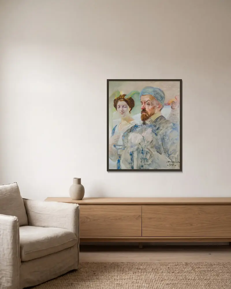 Autoportret von Jacek Malczewski gerahmt an einer Wand