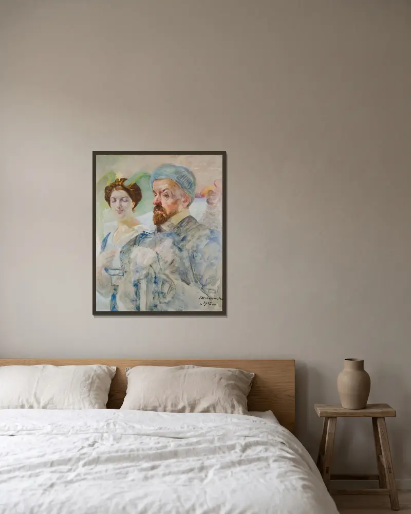 Autoportret von Jacek Malczewski gerahmt an einer Wand