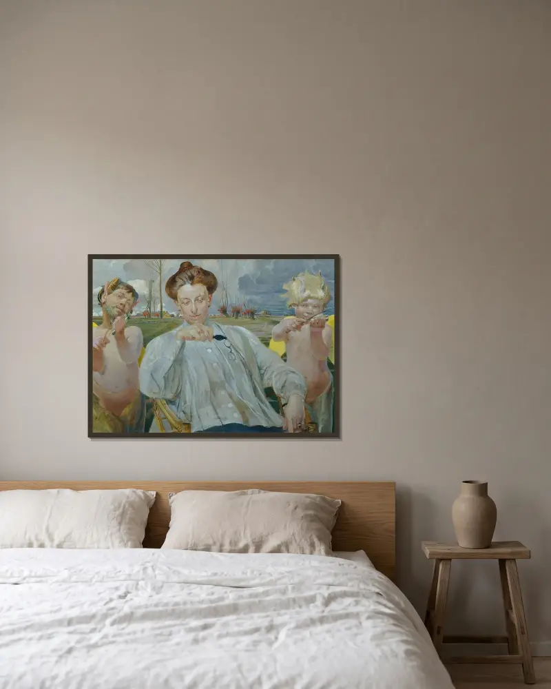Konstnärens hustru av Jacek Malczewski inramad på en vägg