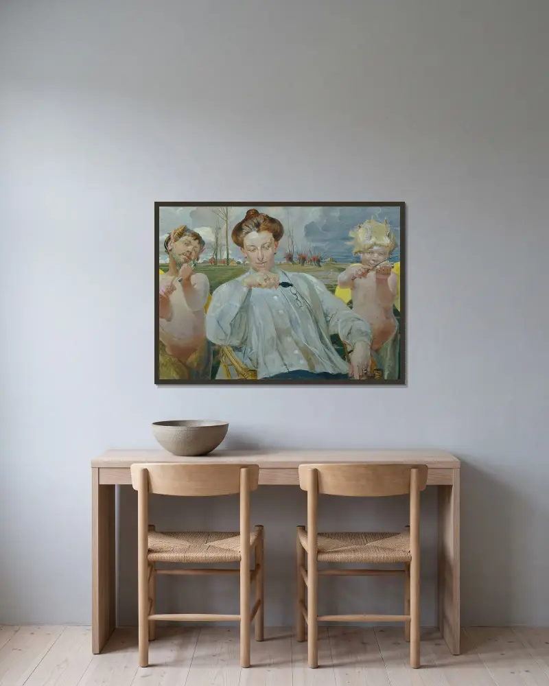 Konstnärens hustru av Jacek Malczewski inramad på en vägg