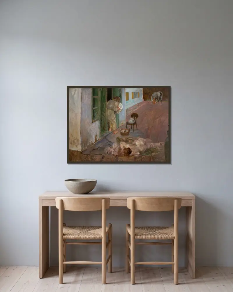 Diskning. Wielgie av Jacek Malczewski inramad på en vägg