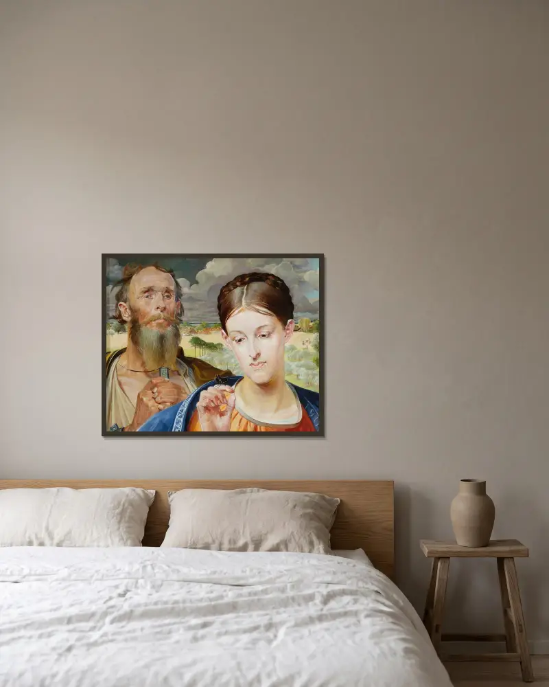 Musik – vänstra flygeln av triptyken av Jacek Malczewski inramad på en vägg