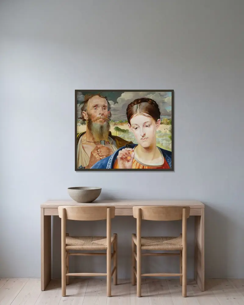 Musik – vänstra flygeln av triptyken av Jacek Malczewski inramad på en vägg