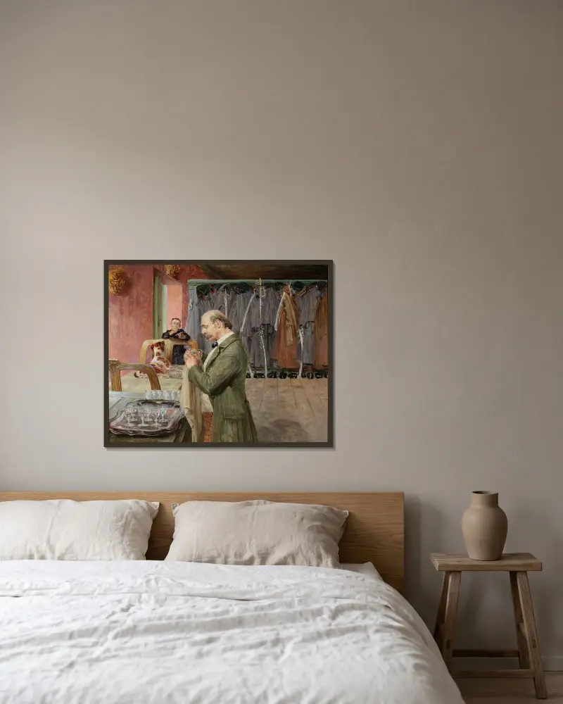 Mitt liv – mittparti av triptyken av Jacek Malczewski inramad på en vägg