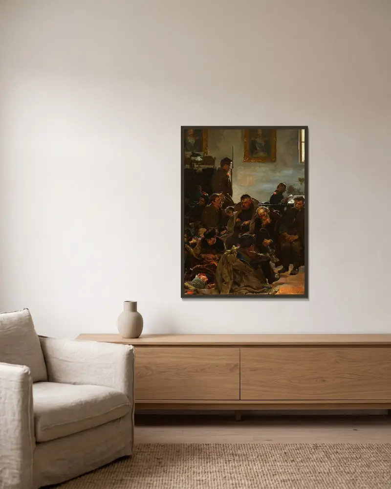 På väg till exil (Straffångar på väg till Sibirien) av Jacek Malczewski inramad på en vägg